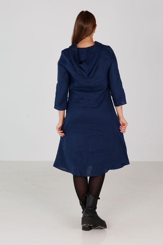 Berta marineblå sporty linneklänning