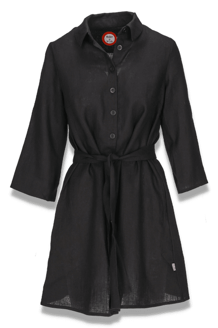 Huvudbild Astrid svart kort skjortklänning i linne