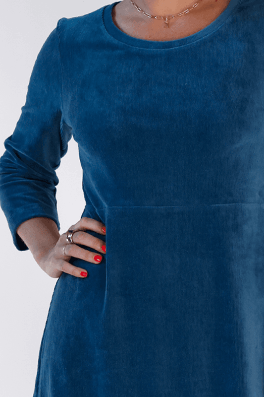 Elli petrol blå klänning babycord 