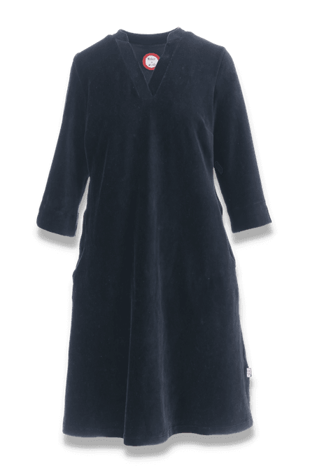 Huvudbild Saga svart velourklänning med fickor