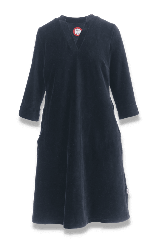 Saga svart velourklänning med fickor