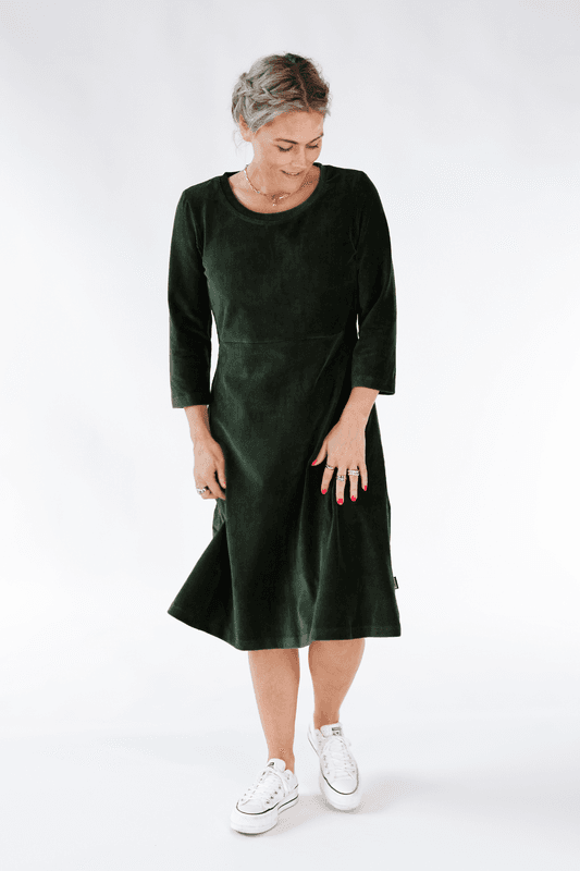 Elli klänning babycord combogrön