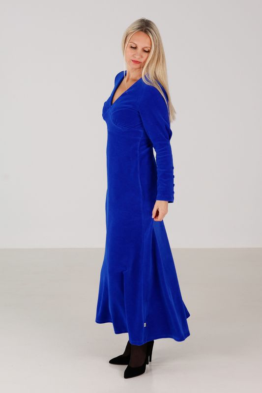 Inga kungsblå lång velurklänning