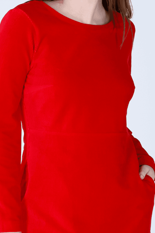 Anja basklänning i röd babycord