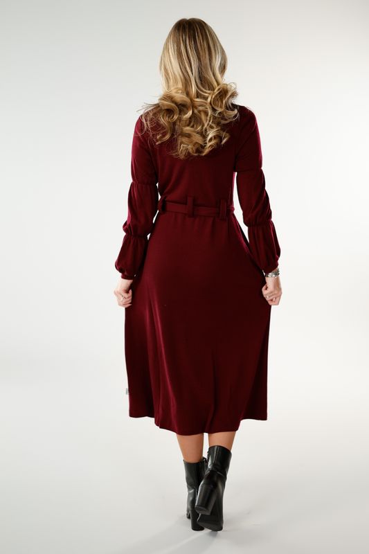 Antonette burgundy merinoull klänning