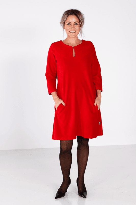 Margrete red babycord tunik