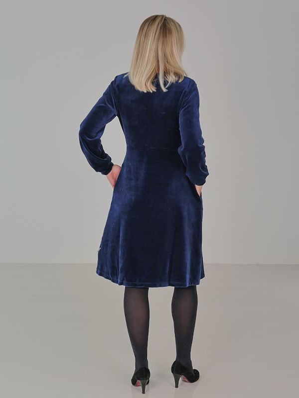 Janka marinsblå velurkjole