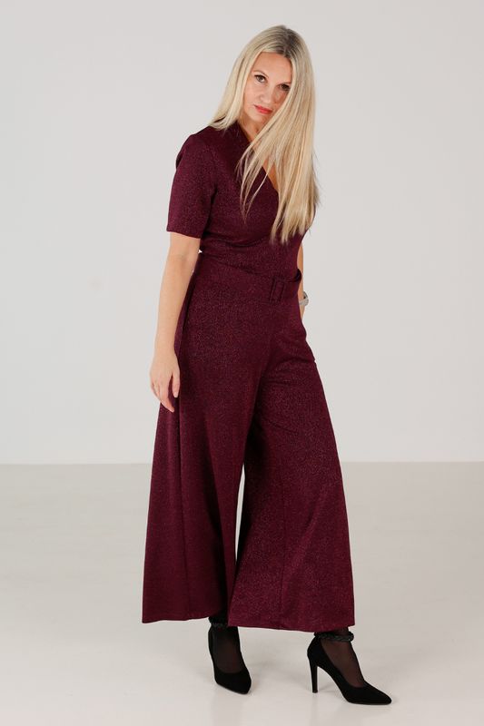 Vera plommonfärgad glitter jumpsuit