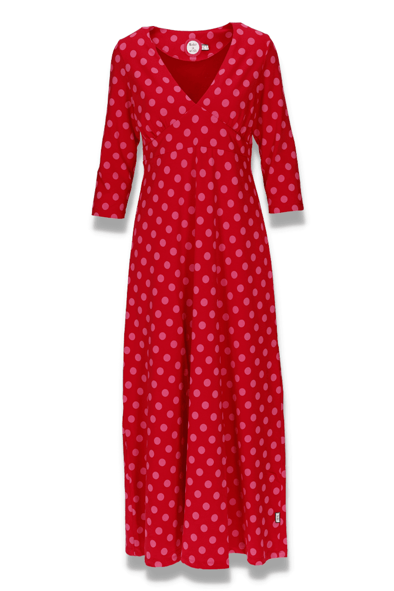 Kelly rød och rosa polkadot klänningar
