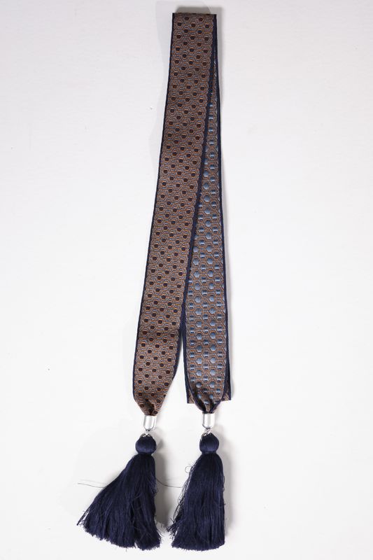 Belt ribbon hexagon blue brown 4 cm