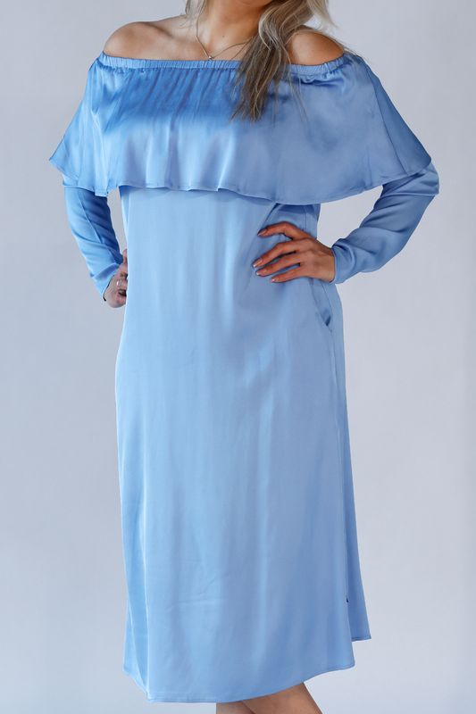 Palma ljusblå elegant klänning i rayon