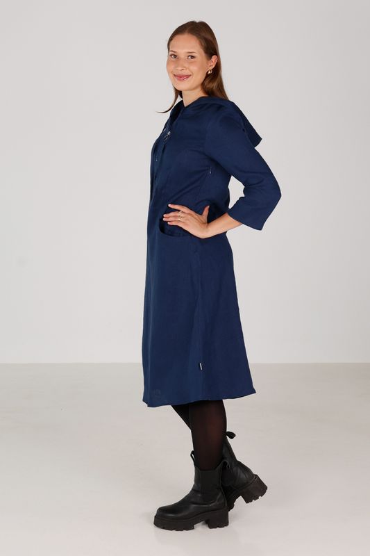 Berta marineblå sporty linneklänning