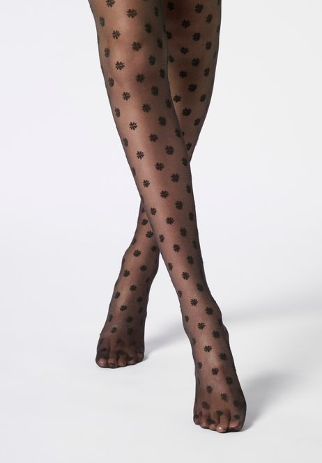 Huvudbild Daisy floral fancy 30 den black tights Oroblu