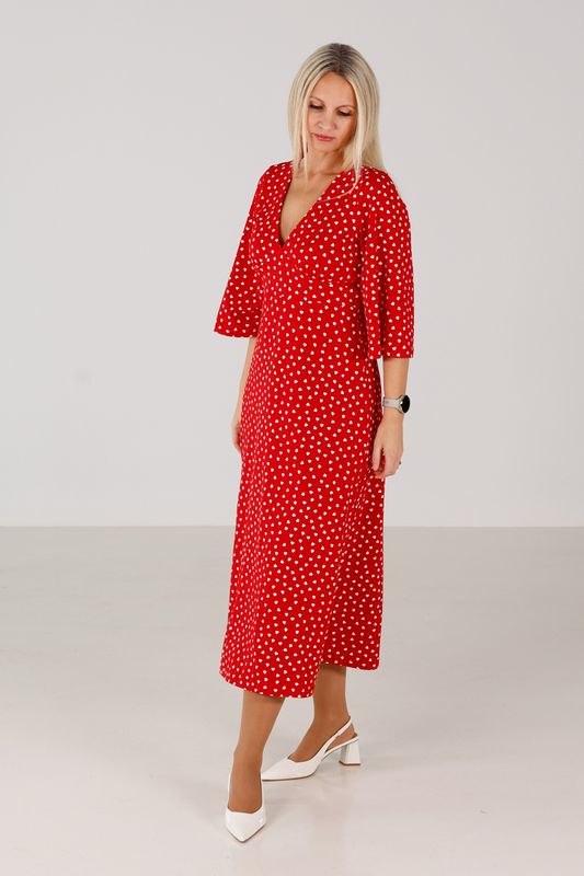 Babette rödvit hjärtklänning