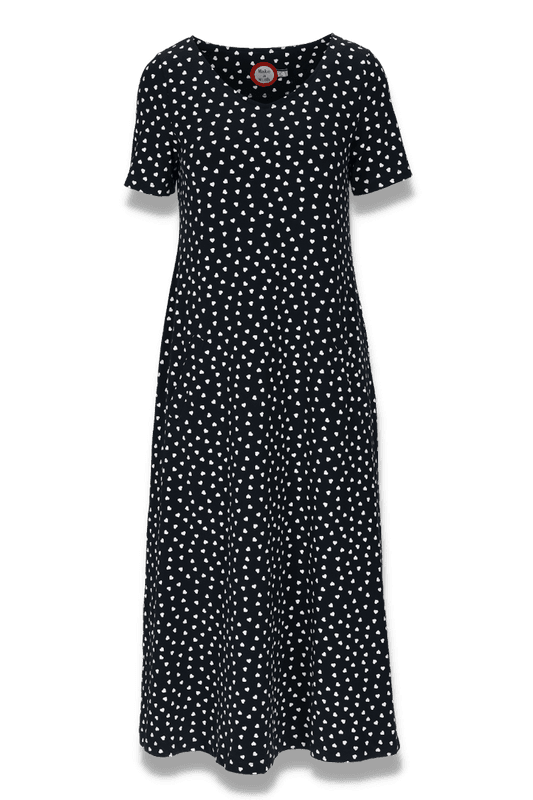 Ronja blå och vit hjerte klänning 