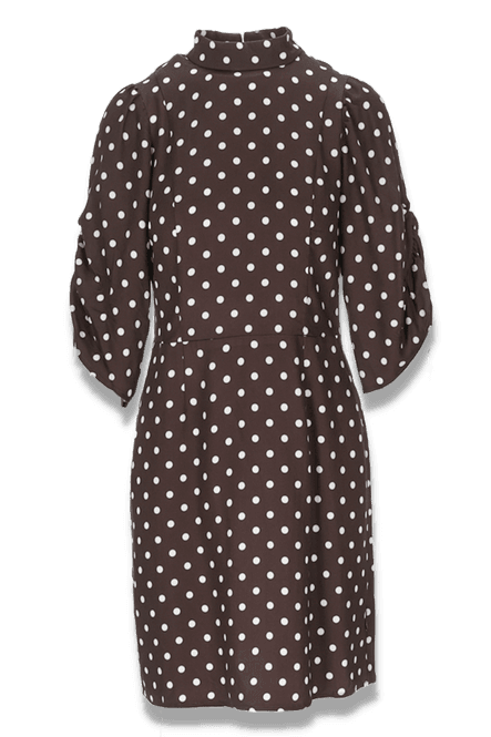 Huvudbild Bella brun och svart polkadot klänning