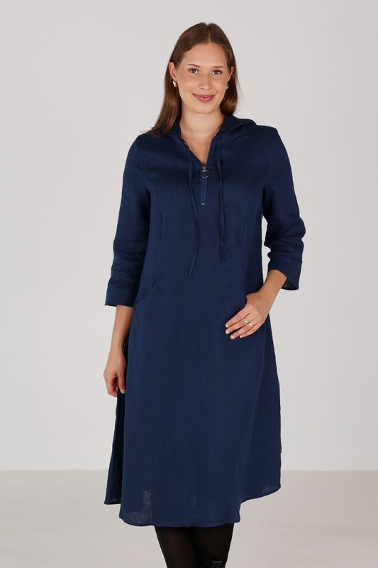 Berta marineblå sporty linneklänning