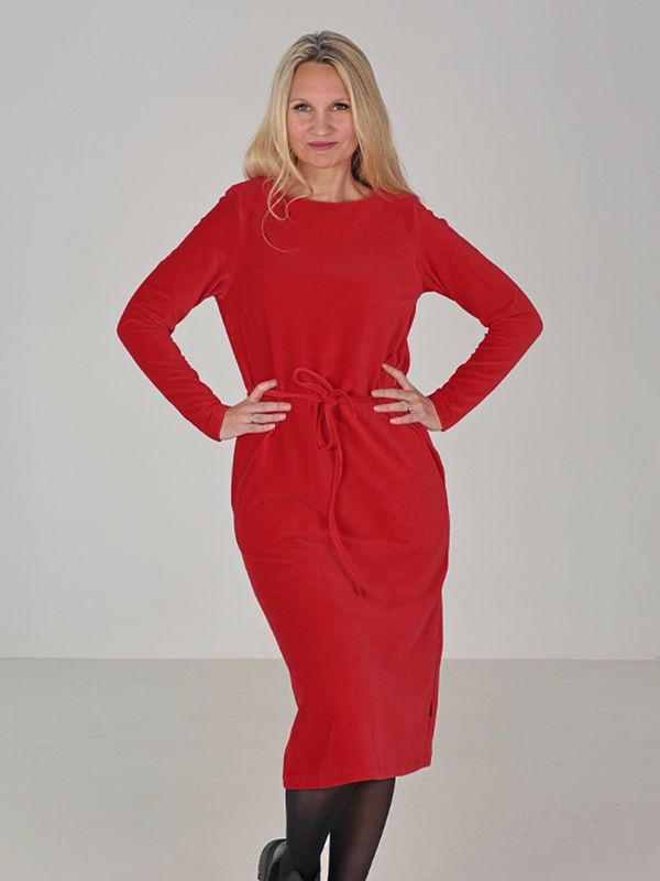 Chloe röd klänning i sammet